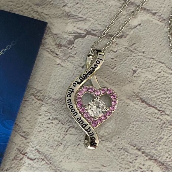 I Love You To The Moon & Back Sterling Necklace - Picture 5 of 5